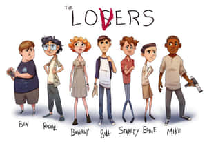 七個插圖青少年表情嚴肅，一個手持槍支，標題為 The Lovers。