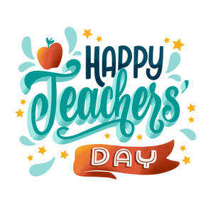 帶有蘋果和星星的Happy Teachers Day插圖