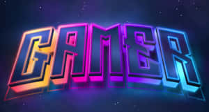 在星空背景下，太空中發光的霓虹「GAMER」文字。