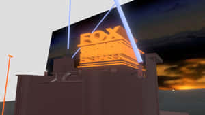 日落時分Fox News標誌被藍色光束照亮