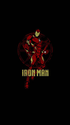 身穿紅色和金色裝甲的鐵甲奇俠，下方有 'IRON MAN' 文字，背景為黑色。