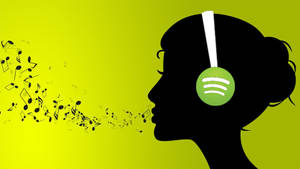 戴著Spotify耳機，音樂符號從口中流出的人。