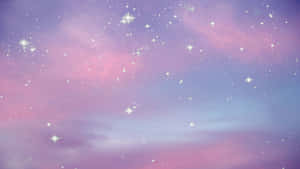 粉彩粉紅和紫色天空，帶有閃爍的星星和柔和的雲朵。 — 型格動態圖 壁紙