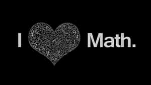 由數學符號組成的白色心形，文字 I Math，黑色背景