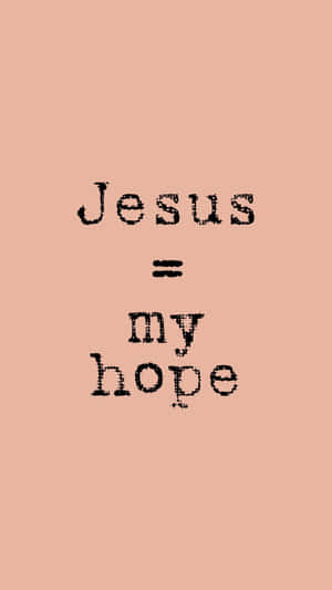 以像素化黑色字體顯示「Jesus equals my hope」的文字，背景為蜜桃色 — 新世紀福音戰士 GIF 壁紙