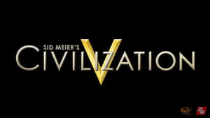 Sid Meier's Civilization V 遊戲標誌，黑色背景上帶有金色和銀色文字。 — 省電 壁紙