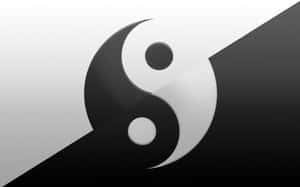 在漸變背景上帶有光澤飾面的黑白陰陽符號 — 黑白 壁紙