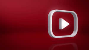 YouTube播放按鈕圖示在紅色漸變背景上帶有反射