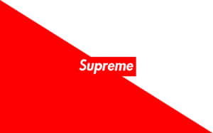 Supreme標誌在紅白斜角背景上