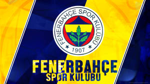 Fenerbahçe Spor Kulübü 足球會標誌和名稱在藍色和黃色背景上。