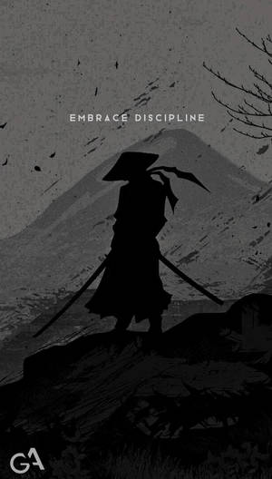 山頂武士剪影，文字：擁抱紀律