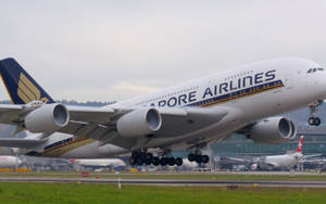 新加坡航空空中巴士A380從跑道起飛