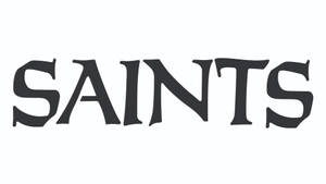 白色背景上的粗體黑色襯線文字 SAINTS
