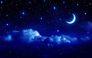 夜空有星星月亮和雲 — 月色夜空 壁紙
