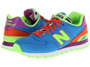 色彩繽紛的復古New Balance 574運動鞋，帶有螢光點綴。 — 卡通鞋 壁紙