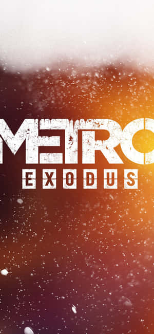 粗獷的遊戲標題 Metro Exodus，搭配火橙色和紅色背景及白色粒子。