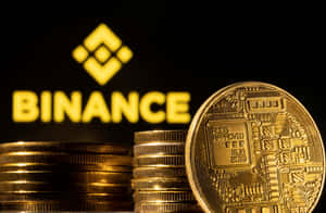 一堆金幣，背後有發光的 Binance 標誌。