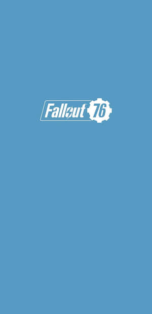藍色背景上的 Fallout 76 遊戲標誌。 — 低對比度 壁紙