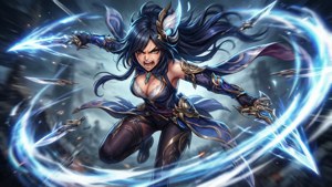 動漫戰士以戰鬥姿勢旋轉發光劍