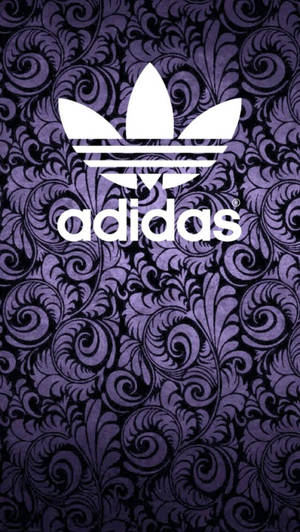Adidas標誌在紫色漩渦圖案背景上 — iPhone 粉紅美學 壁紙