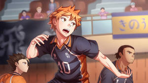 背景有觀眾的比賽中，動漫排球運動員正在行動。 — Naruto and hinata GIF 壁紙