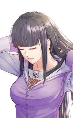 動漫女孩，紫色忍者裝，閉著眼睛，黑髮。 — Naruto and hinata GIF 壁紙
