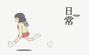 動漫女學生穿著校服，帶著漂浮的鞋子和書包奔跑。