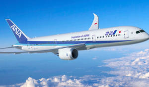 全日空飛機在藍天下飛越雲層