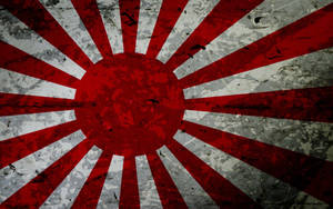 風化的日本旭日旗，紅色光線和灰色紋理。 — 日式波浪 壁紙