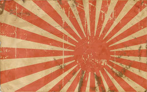 經風化的日本旭日旗，帶有紅色和米色光線，印在舊紙上。