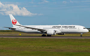 日本航空飛機在日間跑道上
