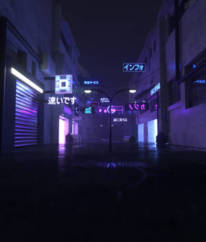 霓虹招牌照亮雨夜街道，在濕漉漉的路面上形成倒影。