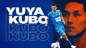足球運動員Yuya Kubo身穿藍色球衣運球，附有'Welcome to FC Cincinnati'文字。 — 幽遊白書 GIF 壁紙
