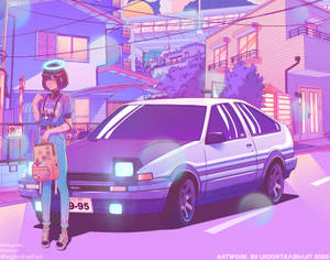 日系賽車風格動漫藝術作品