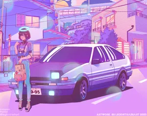 日系賽車風格動漫藝術作品