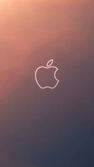 在粉紅和紫色漸變日落背景中發光的Apple標誌輪廓