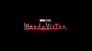 WandaVision 標題標誌帶有紅光，Marvel Studios標誌在黑色背景上