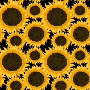 重複的向日葵圖案，黃色花瓣和深色中心。