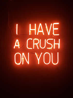 紅色燈光下寫著 I have a crush on you 的霓虹燈牌。