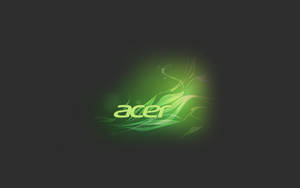 深色背景上帶有綠色發光漩渦的 Acer 標誌