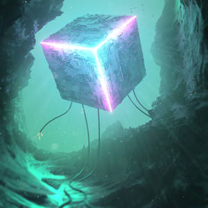 3D霓虹飄浮立方體壁紙