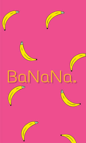 粉紅色背景，帶有黃色香蕉和黃色「BaNaNa。」