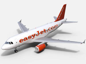 白色背景上的易捷航空商用飛機渲染圖