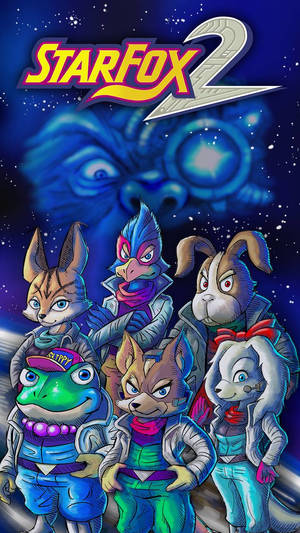 Star Fox 2 遊戲封面，五個動物角色穿著太空裝備面向觀眾。