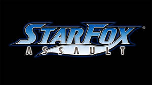 Star Fox Assault 遊戲標誌，黑色背景上帶有藍色和銀色文字