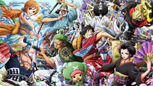《海賊王》動漫角色以動作姿勢展現鮮豔色彩和動態能量。