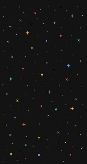 彩色幾何星星散落在漆黑的夜空中。