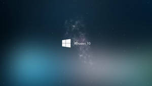 Windows 10 標誌漂浮在星空宇宙場景中，帶有藍色和紫色色調。