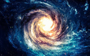 螺旋星系，具有明亮的核心和充滿星星的旋轉藍色臂