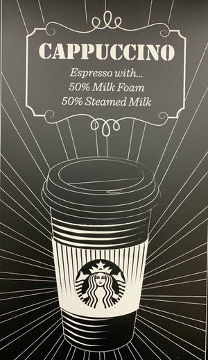 黑白插圖星巴克卡布奇諾杯，附5050奶泡說明。 — 藝術 壁紙